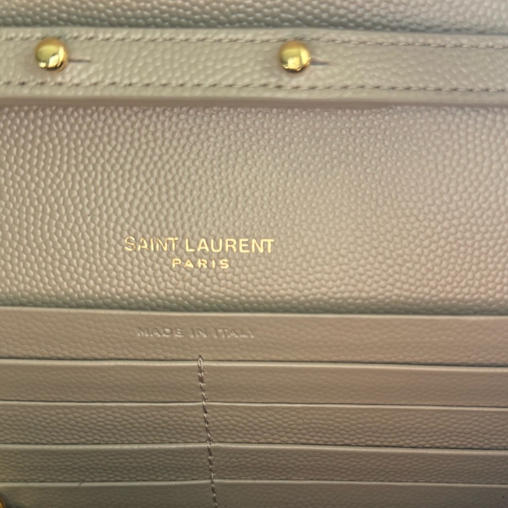 Saint Laurent Beige Quilted Leather Chain Wallet with Gold Hardware - Picture 14 of 15